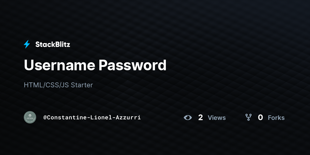 Username Password - StackBlitz