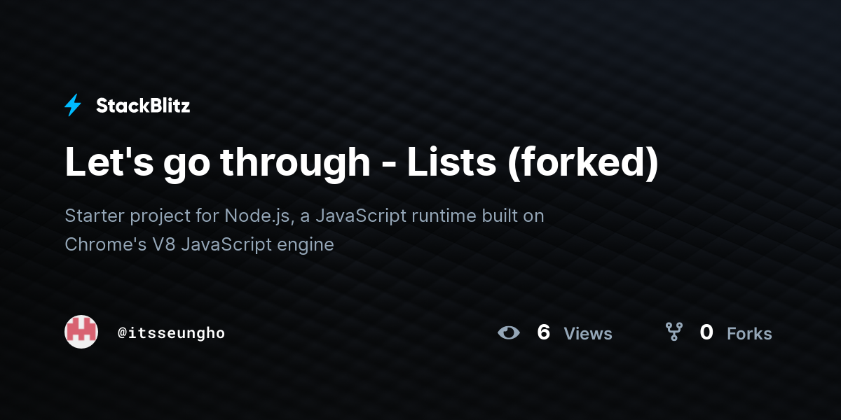 Let's go through - Lists (forked) - StackBlitz