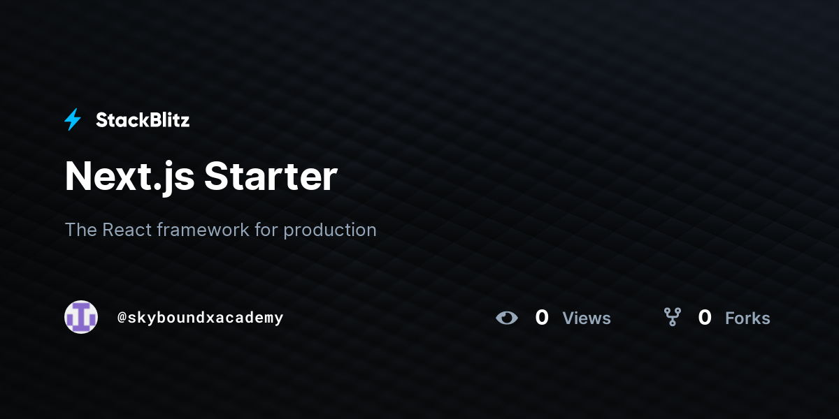 Next.js Starter - StackBlitz