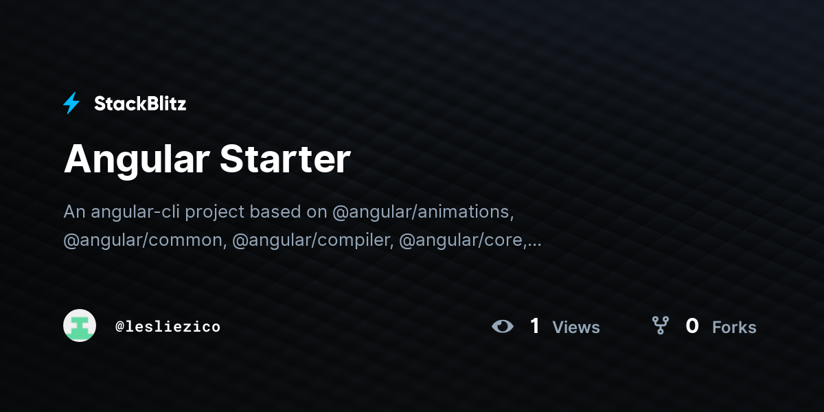 Angular Starter - StackBlitz