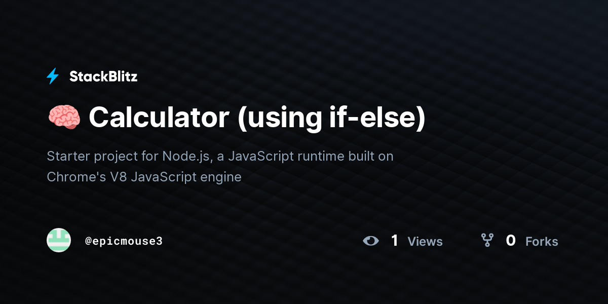 🧠 Calculator (using if-else) - StackBlitz