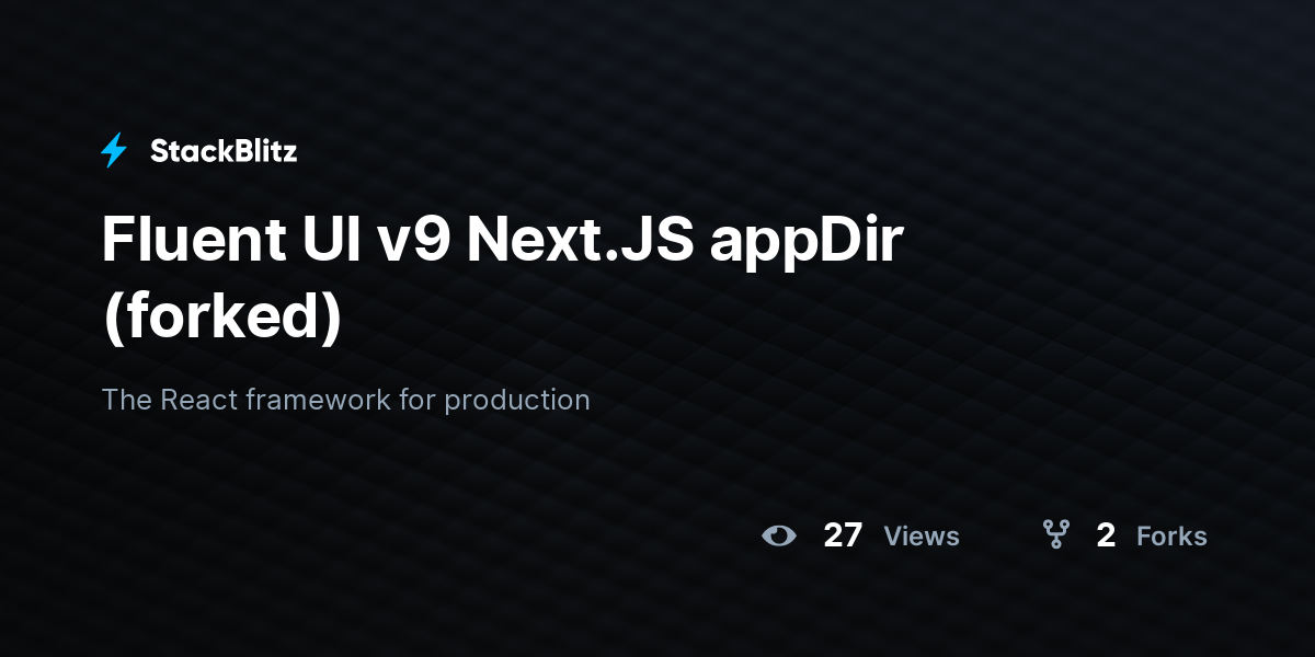 Fluent UI v9 Next.JS appDir (forked) - StackBlitz