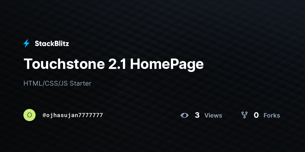 Touchstone 2.1 HomePage - StackBlitz