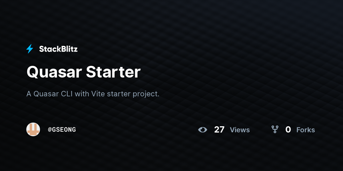 Quasar Starter - StackBlitz