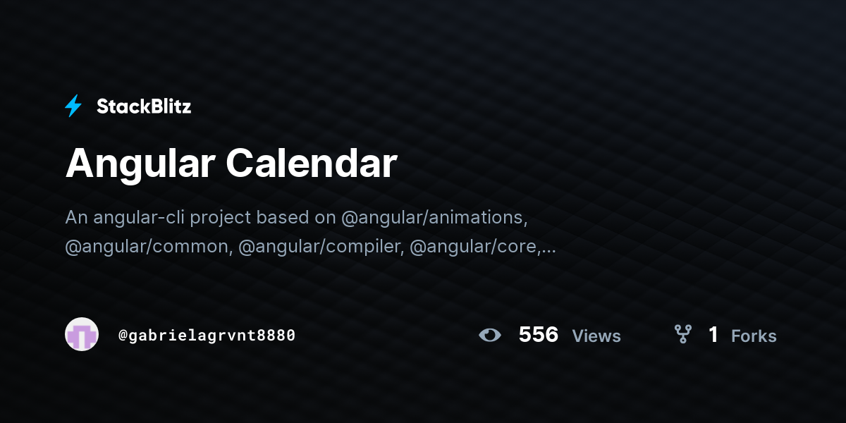 Angular Calendar - StackBlitz