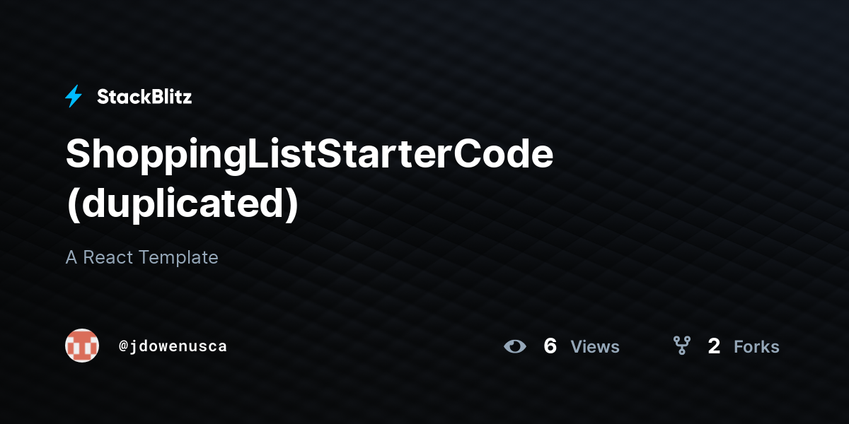 ShoppingListStarterCode (duplicated) - StackBlitz