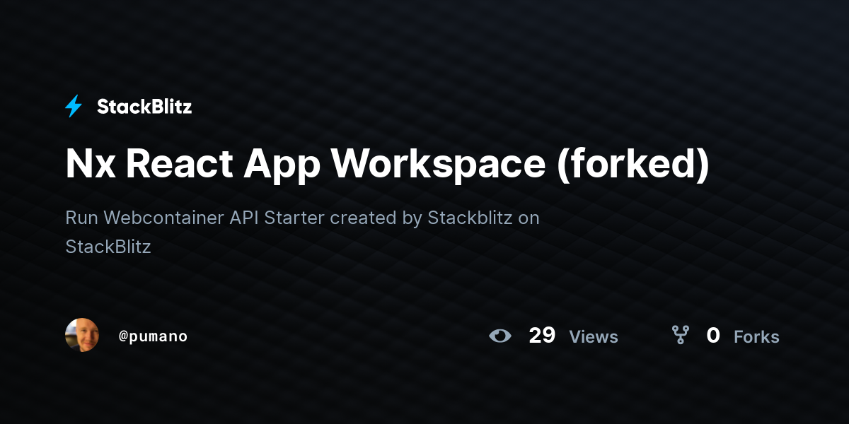 Nx React App Workspace (forked) - StackBlitz