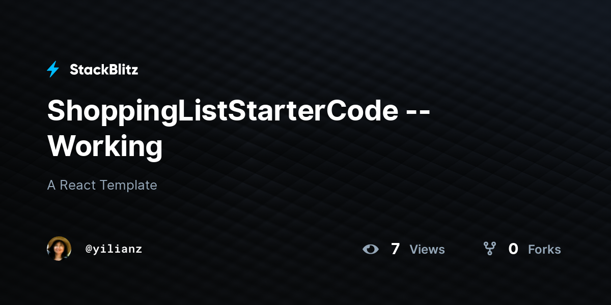 ShoppingListStarterCode --Working - StackBlitz