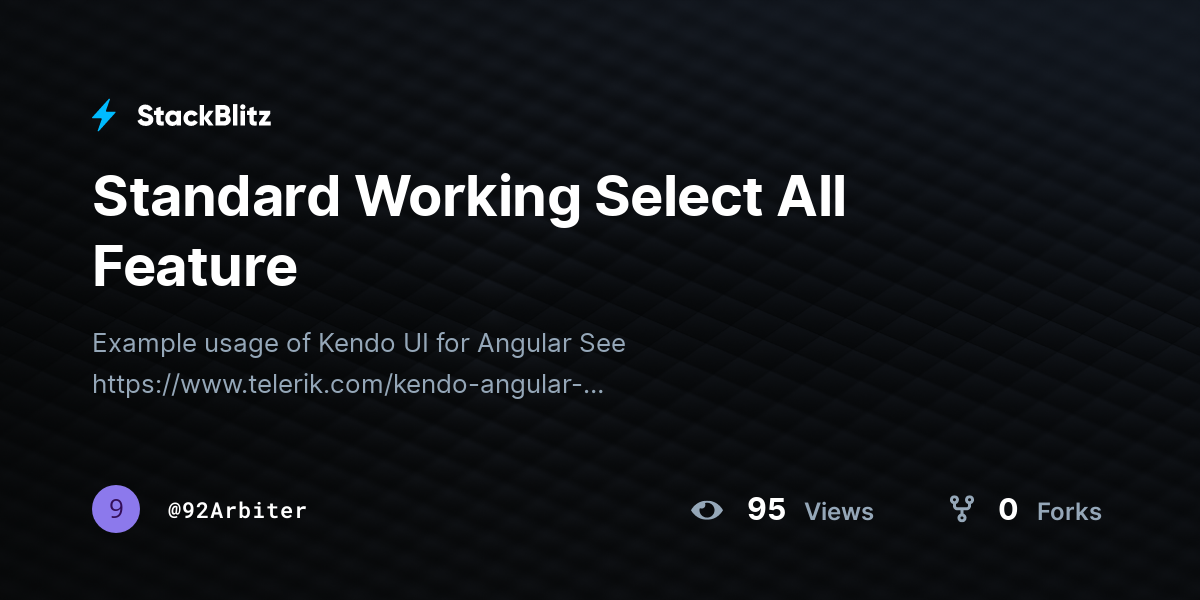 Standard Working Select All Feature - StackBlitz