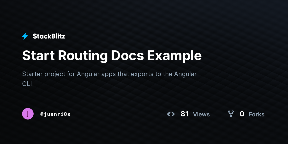 Start Routing Docs Example - StackBlitz