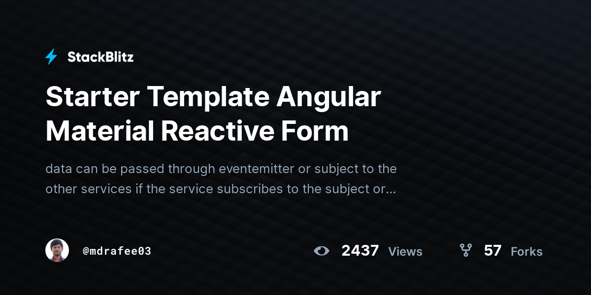Starter Template Angular Material Reactive Form - StackBlitz