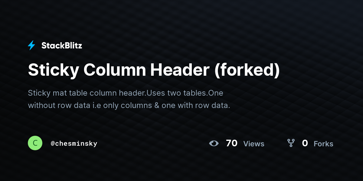 Sticky Column Header (forked) - StackBlitz