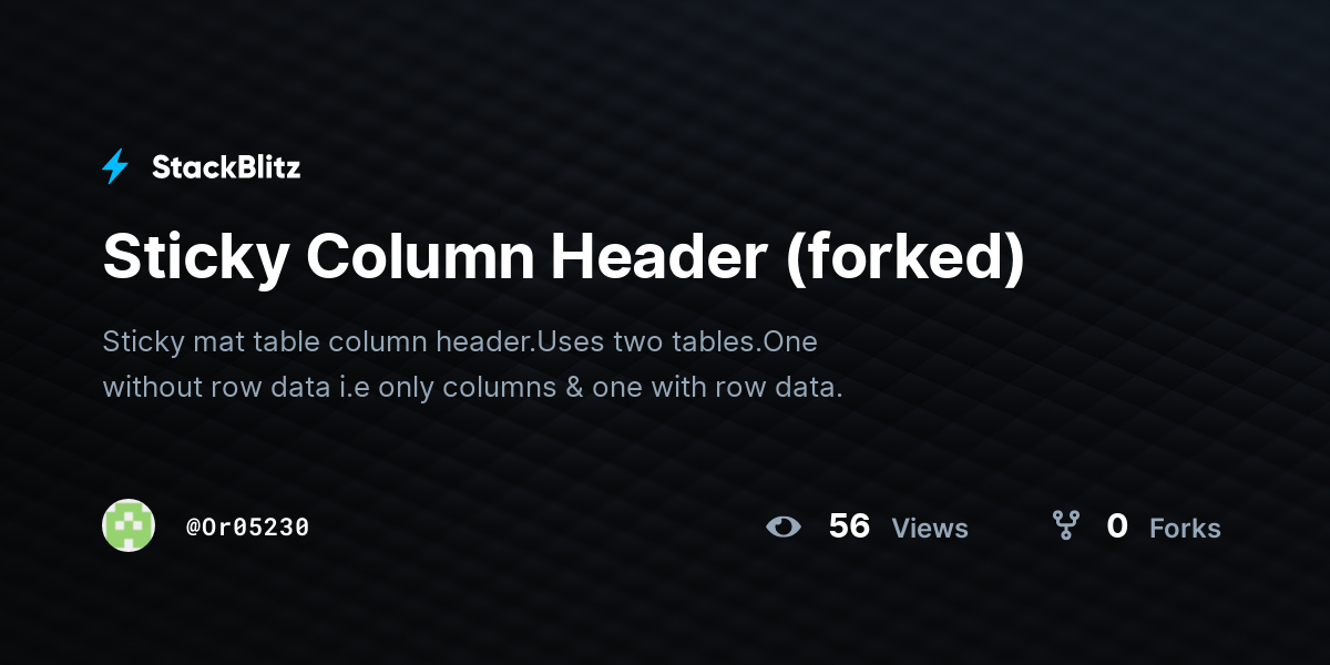 Sticky Column Header (forked) - StackBlitz
