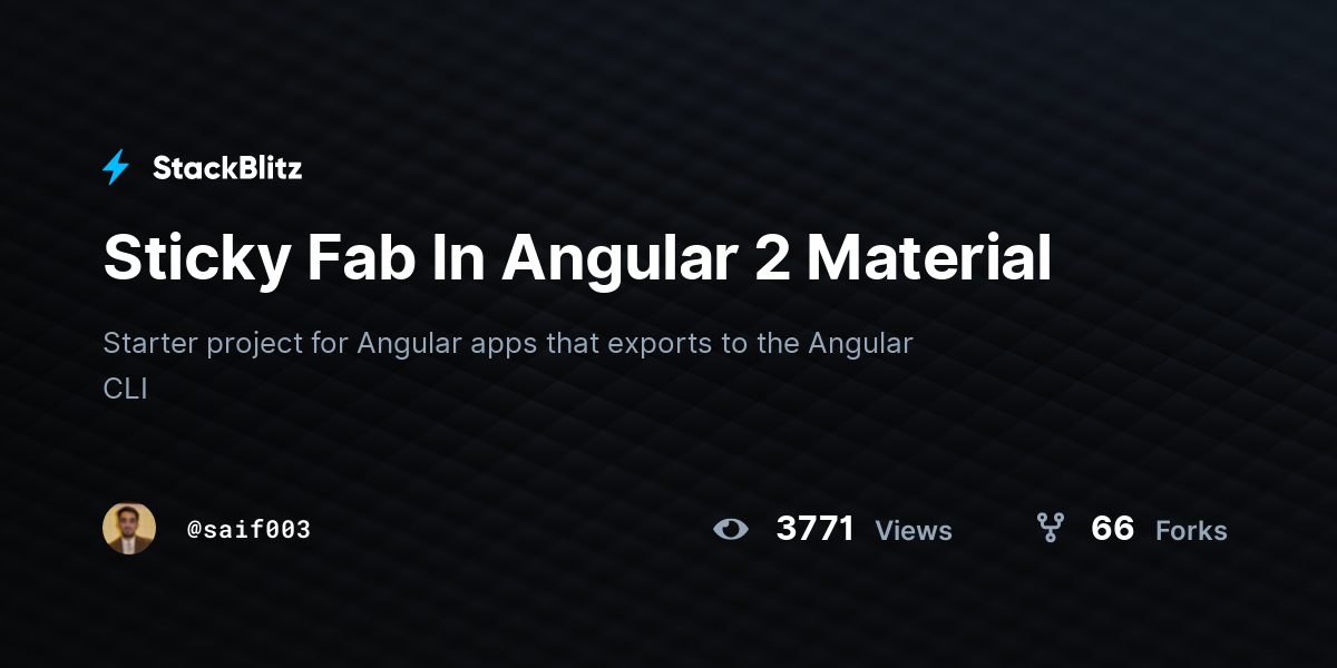 Sticky Fab In Angular 2 Material - StackBlitz