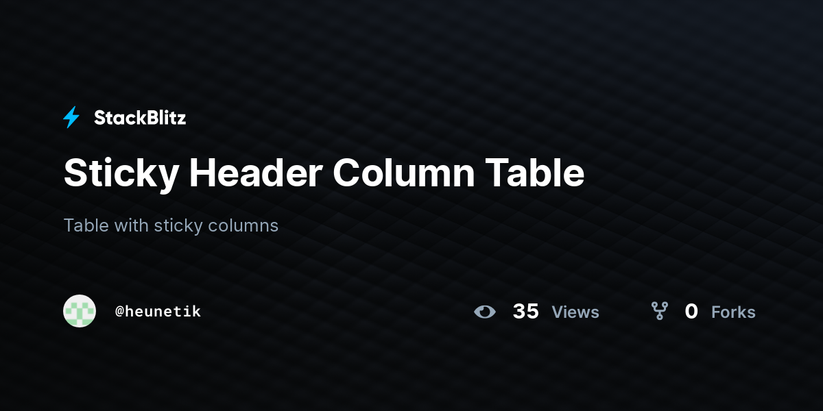 Sticky Header Column Table - StackBlitz