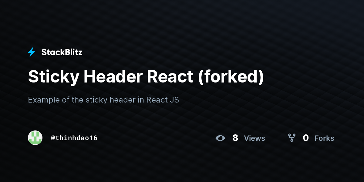 Sticky Header React (forked) - StackBlitz