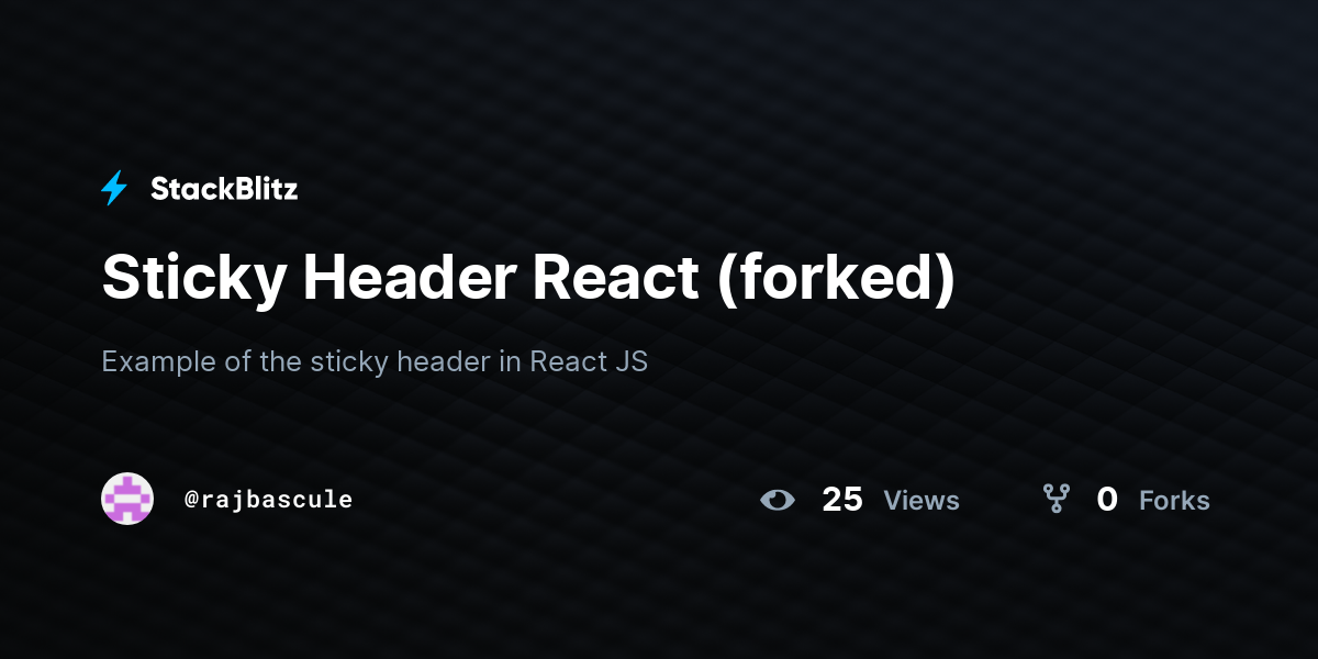 Sticky Header React (forked) - StackBlitz