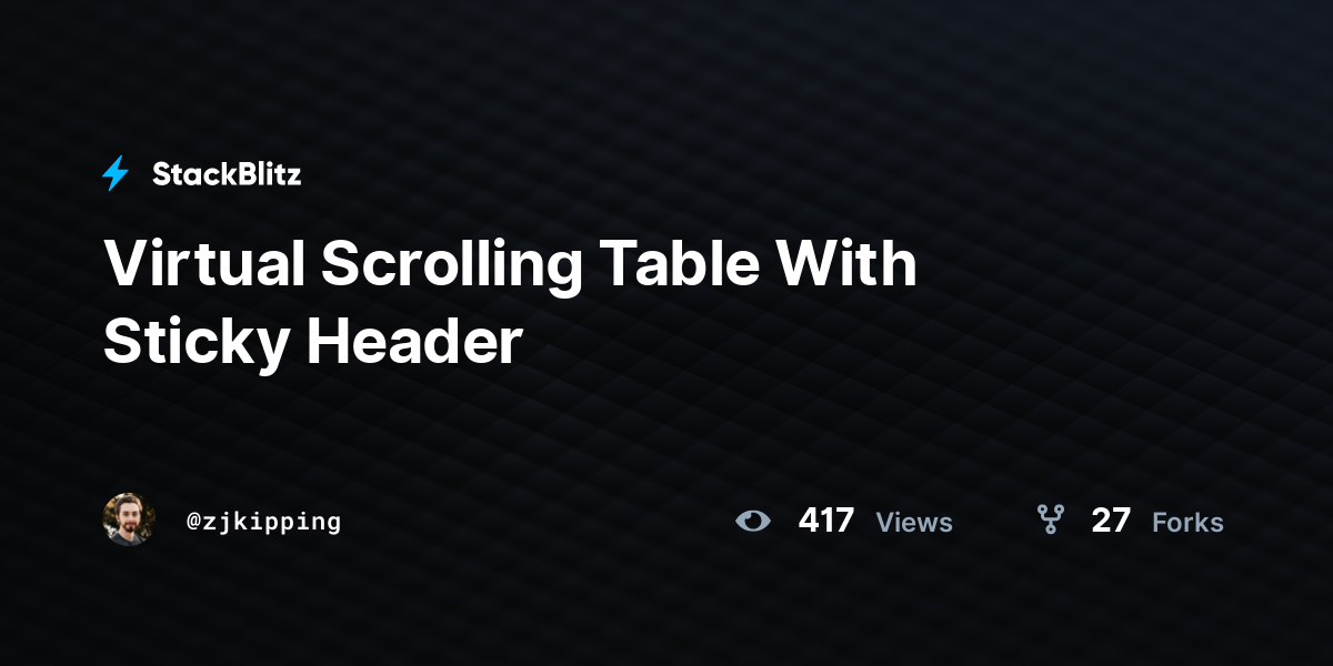 Virtual Scrolling Table With Sticky Header - StackBlitz