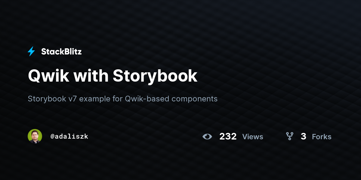 Qwik with Storybook - StackBlitz