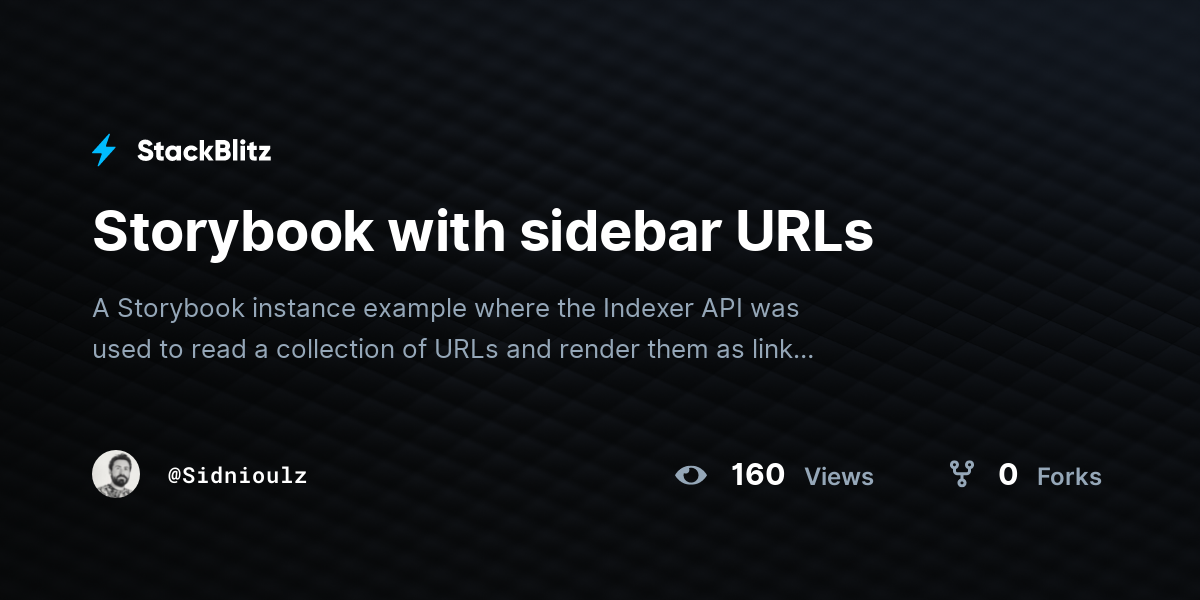 Storybook with sidebar URLs - StackBlitz