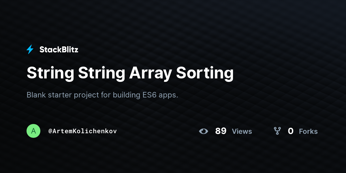 String String Array Sorting - StackBlitz