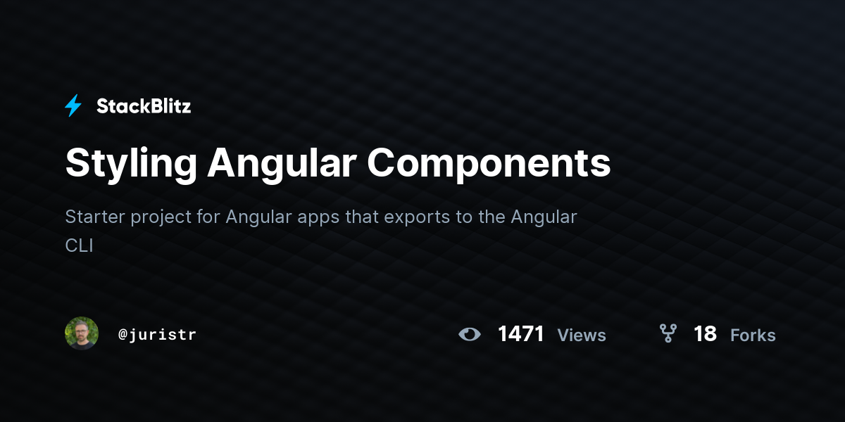 Styling Angular Components - StackBlitz
