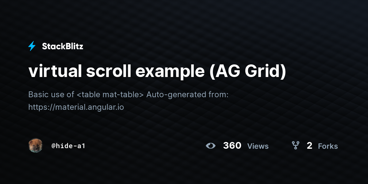 virtual scroll example (AG Grid) - StackBlitz