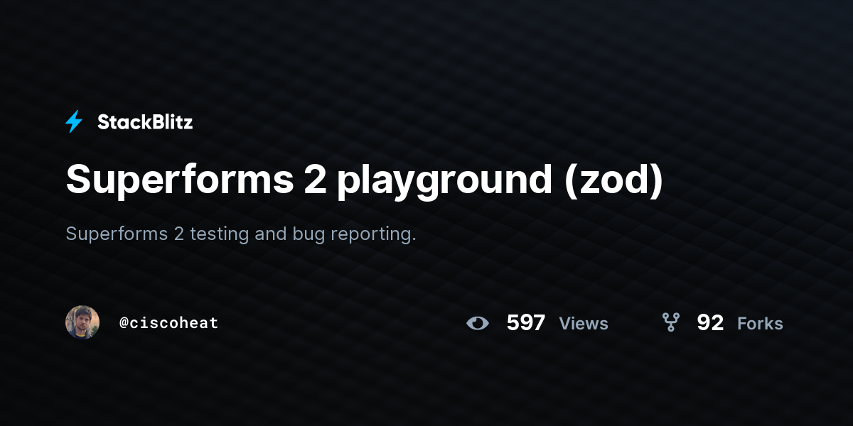 Superforms 2 playground (zod) - StackBlitz