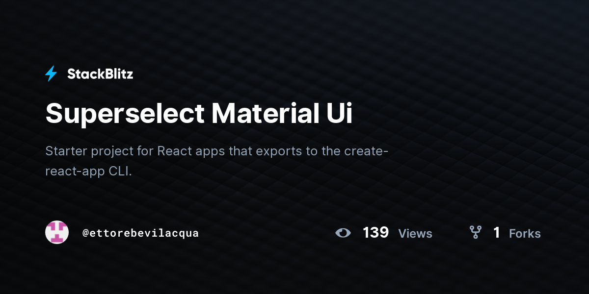 Superselect Material Ui - StackBlitz