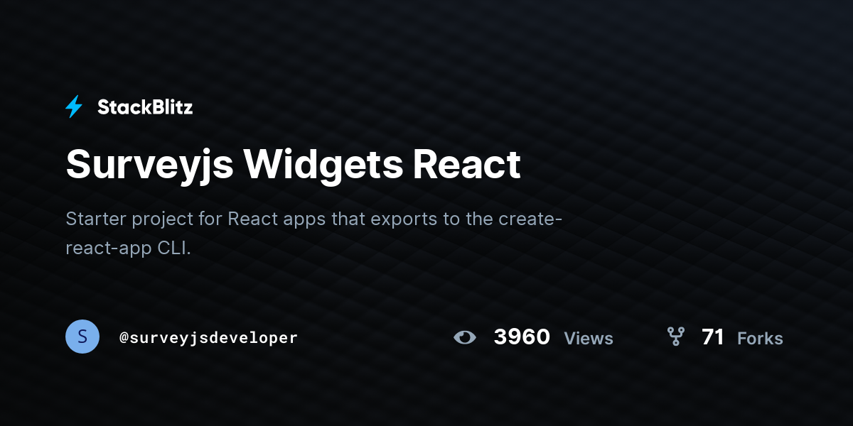 Surveyjs Widgets React - StackBlitz