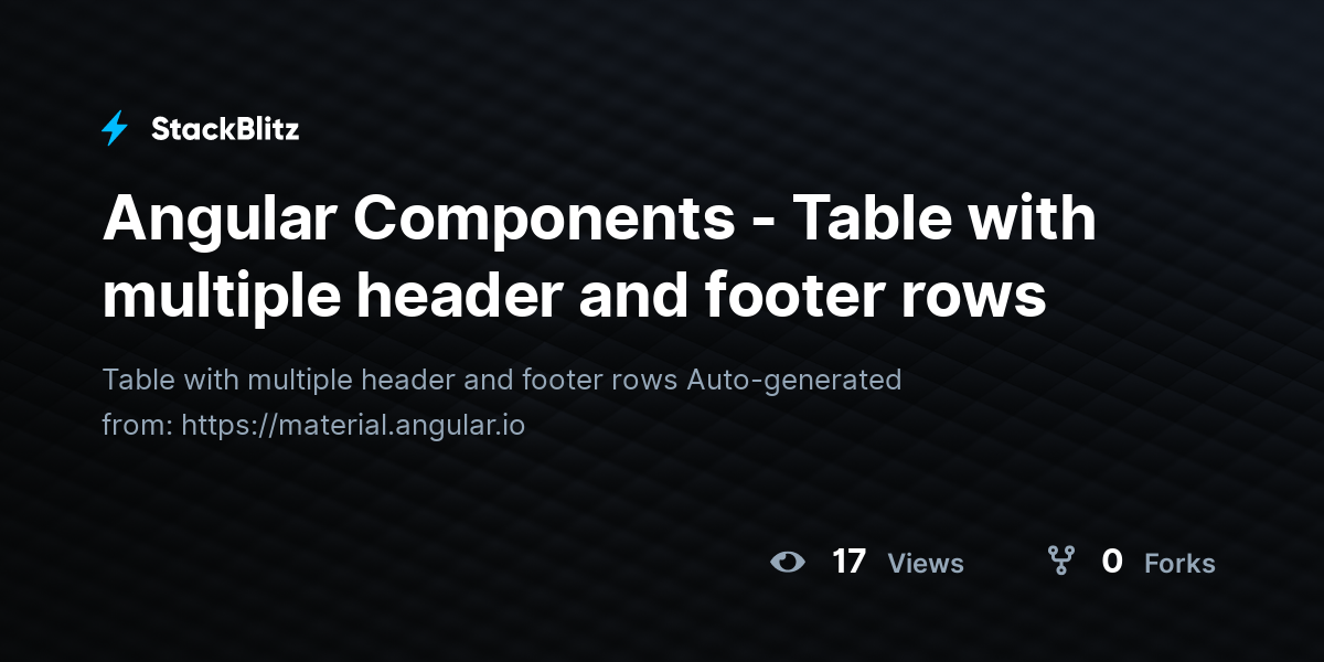 Angular Components - Table with multiple header and footer rows ...