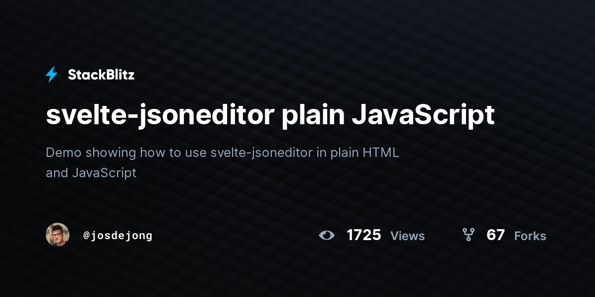 svelte-jsoneditor plain JavaScript - StackBlitz