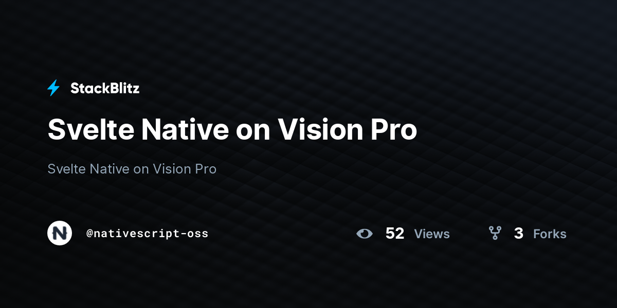 Svelte Native on Vision Pro - StackBlitz