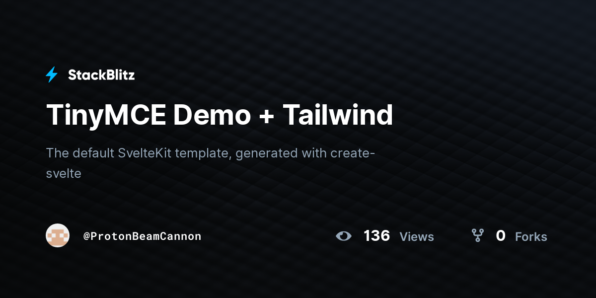 TinyMCE Demo + Tailwind - StackBlitz