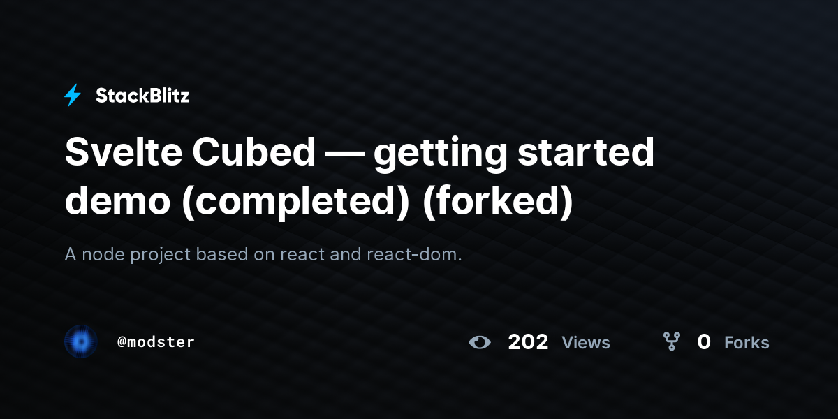 Svelte Cubed — getting started demo (completed) (forked) - StackBlitz