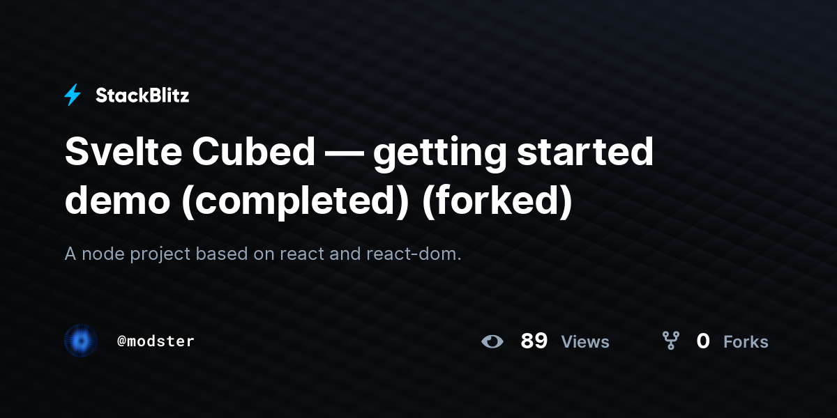 Svelte Cubed — getting started demo (completed) (forked) - StackBlitz