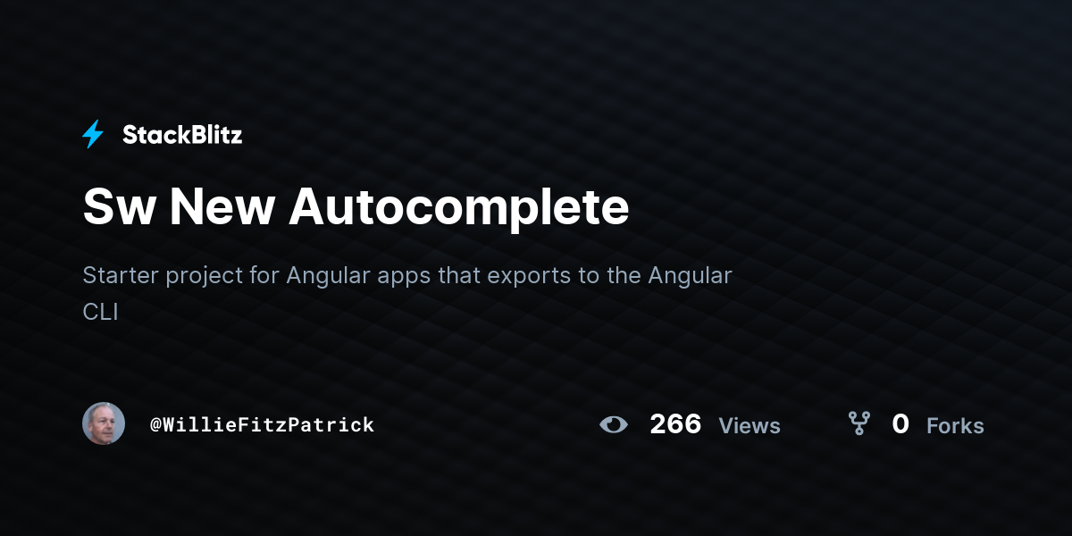 Sw New Autocomplete - StackBlitz