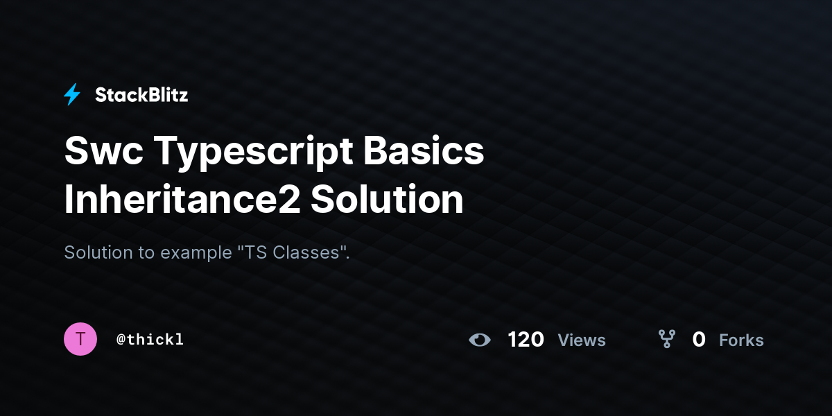 Swc Typescript Basics Inheritance2 Solution - StackBlitz