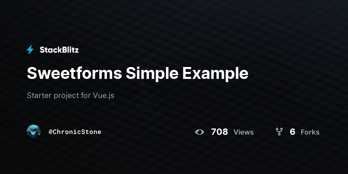 Sweetforms Simple Example - StackBlitz