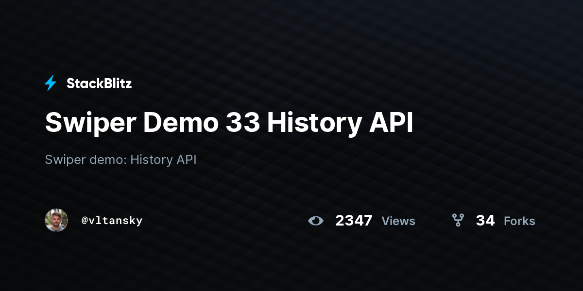 Swiper Demo 33 History API - StackBlitz