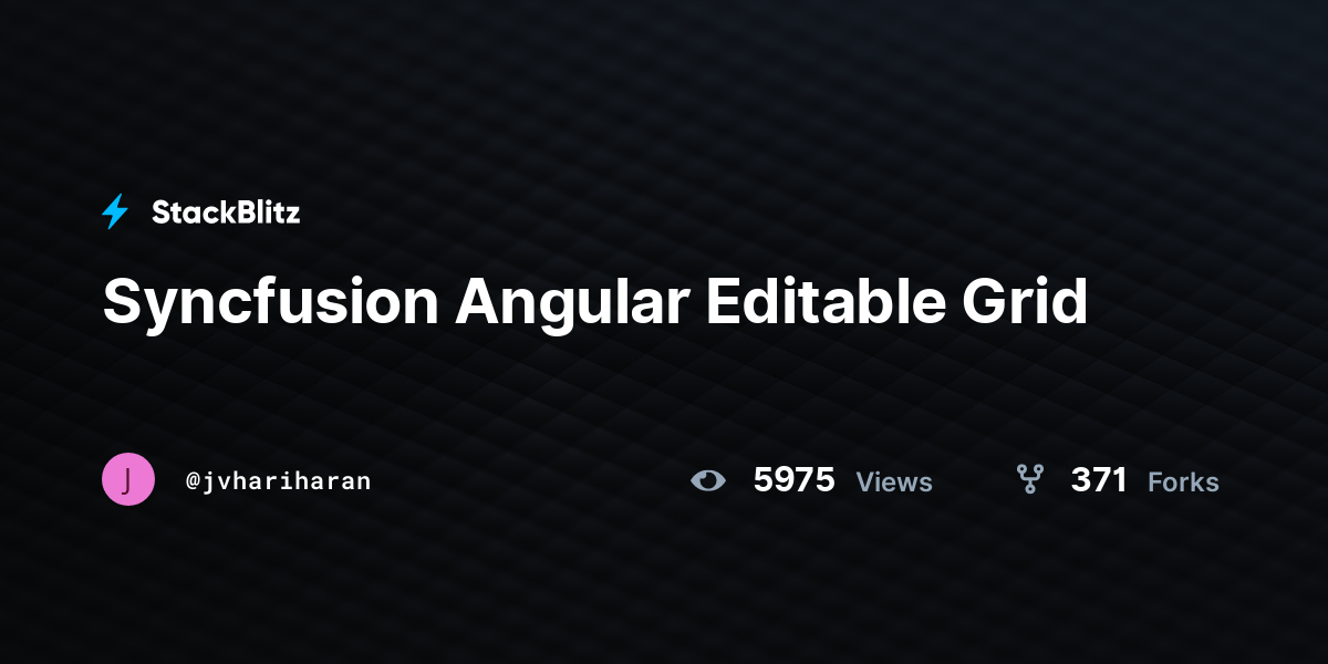 Syncfusion Angular Editable Grid - StackBlitz