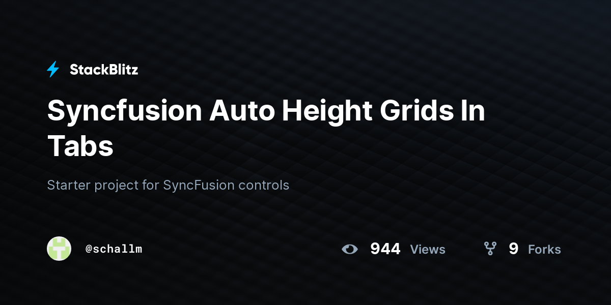 Syncfusion Auto Height Grids In Tabs - StackBlitz