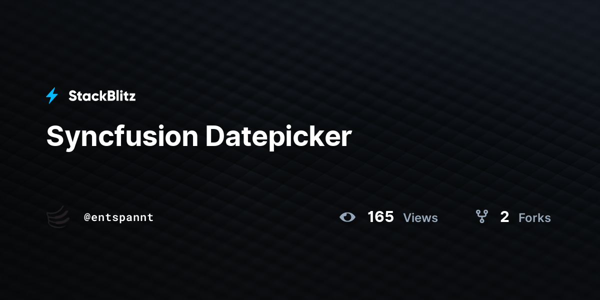 Syncfusion Datepicker - StackBlitz