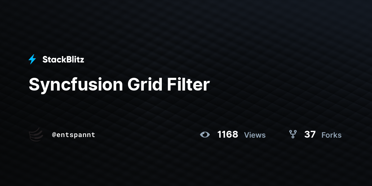 Syncfusion Grid Filter - StackBlitz