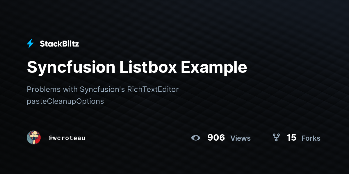 Syncfusion Listbox Example - StackBlitz