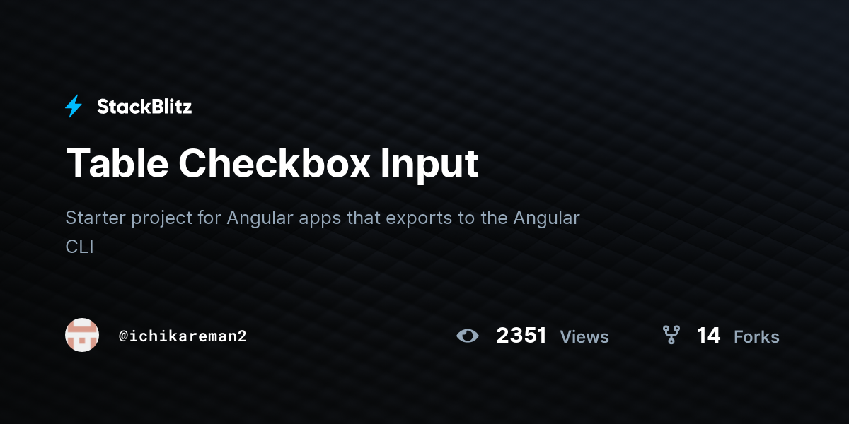 Table Checkbox Input - StackBlitz
