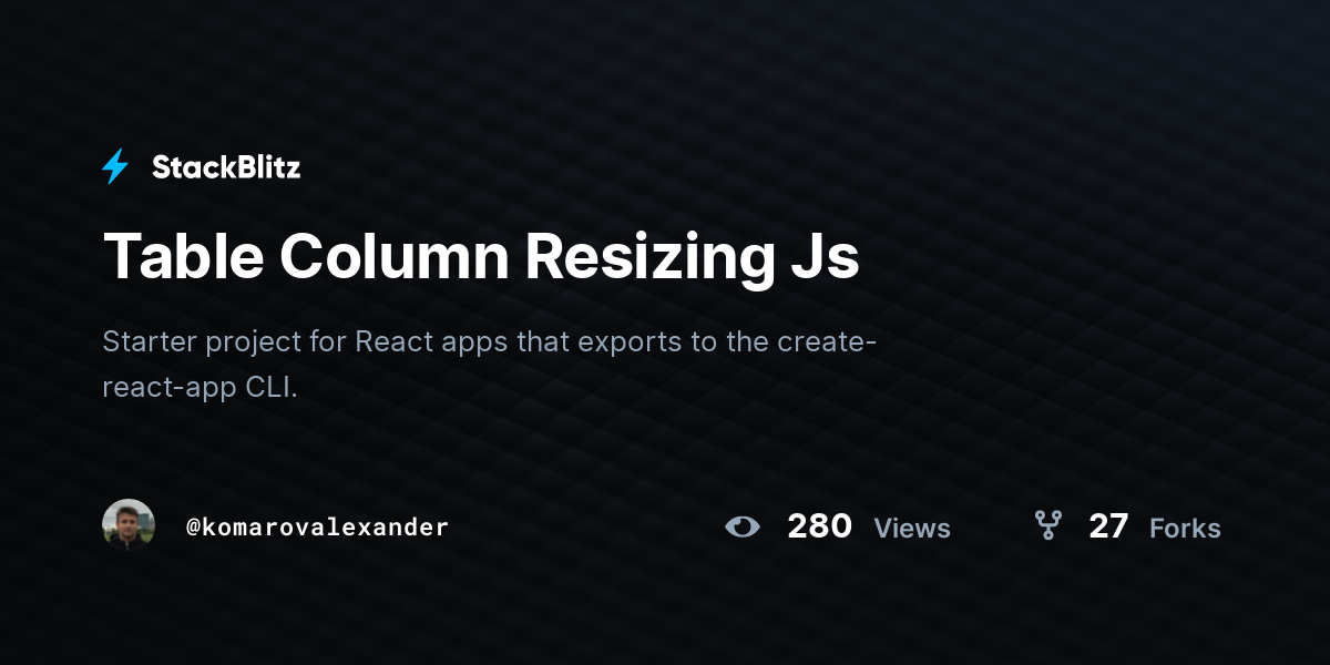 Table Column Resizing Js - StackBlitz