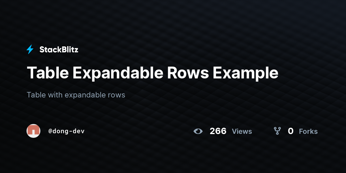 Table Expandable Rows Example - StackBlitz
