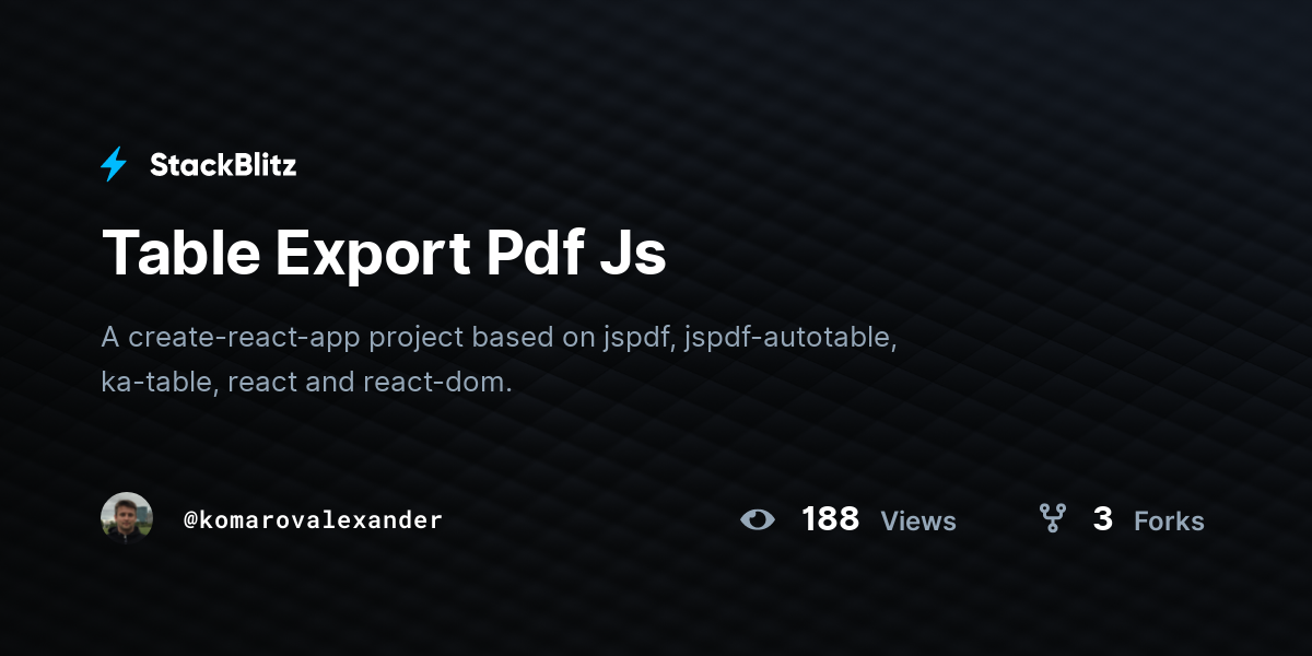 Table Export Pdf Js - StackBlitz