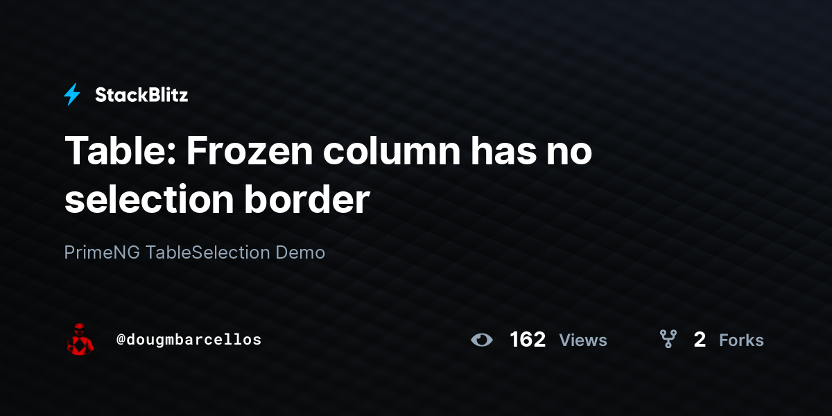 Table: Frozen column has no selection border - StackBlitz